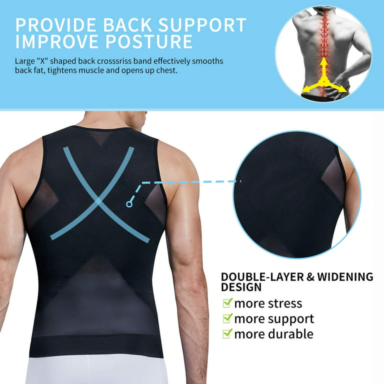 Compression Shirts for Men to Hide Gynecomastia Moobs Slimming Body Shaper  Vest Abs Tank Top Undershirt 