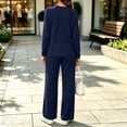 thumbnail image 7 of Brnmyaeo Womens 2 Piece Sets Ribbed Knit Asymmetrical Hem Long Sleeve Top and Straight Leg Pants Warm Cozy Matching Sets Airport Outfit, 7 of 7