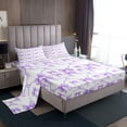 thumbnail image 2 of Cartoon Bowknot Bed Sheets Set Twin Bow Knot Sheet Set Butterfly Knot Bow Tie Sheets Watercolor Aesthetic Coquette Room Decor Geometric Purple Flat Fitted Sheet, 2 of 6