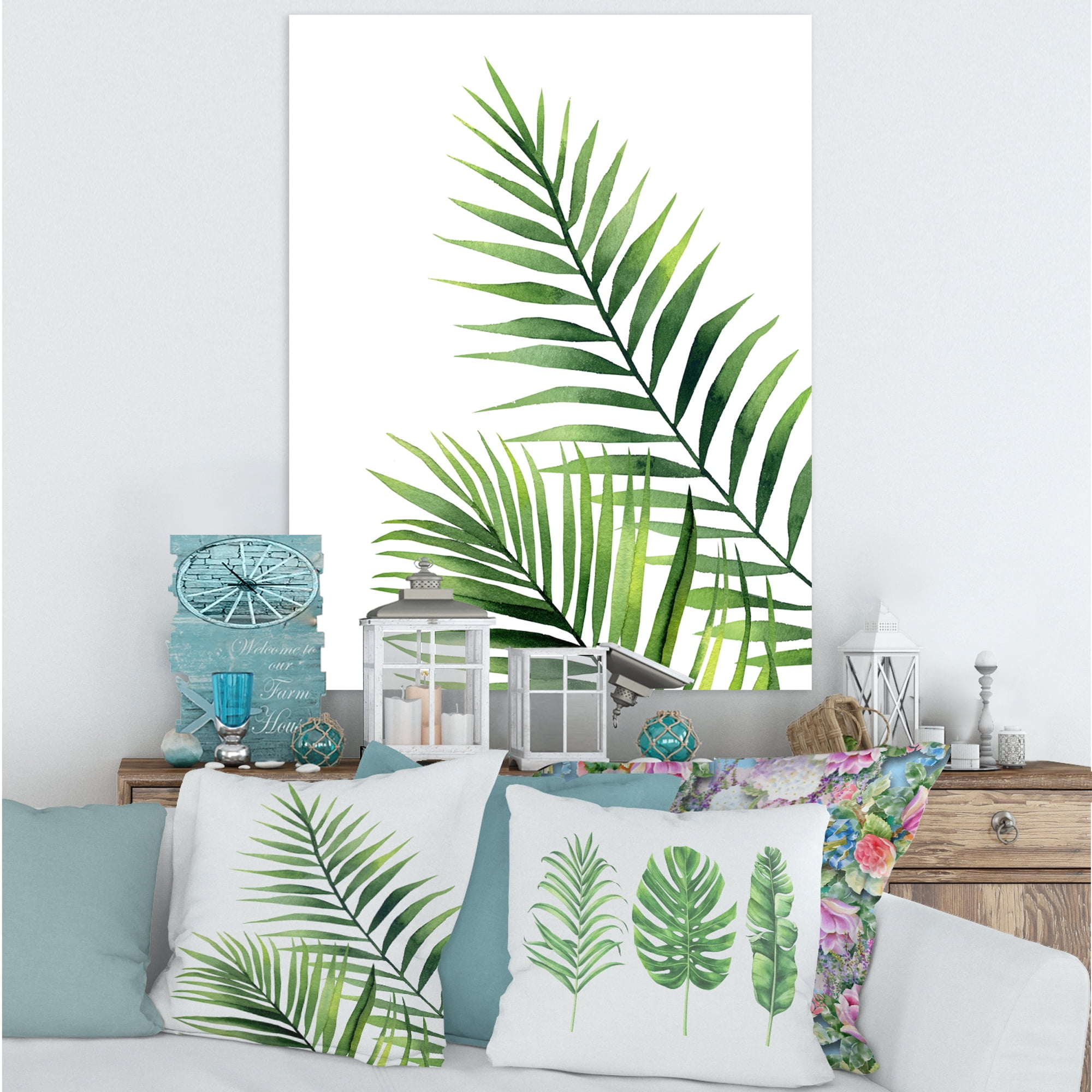 Designart ' Fern Plant Leaves Detail III ' Farmhouse Canvas Wall Art Print