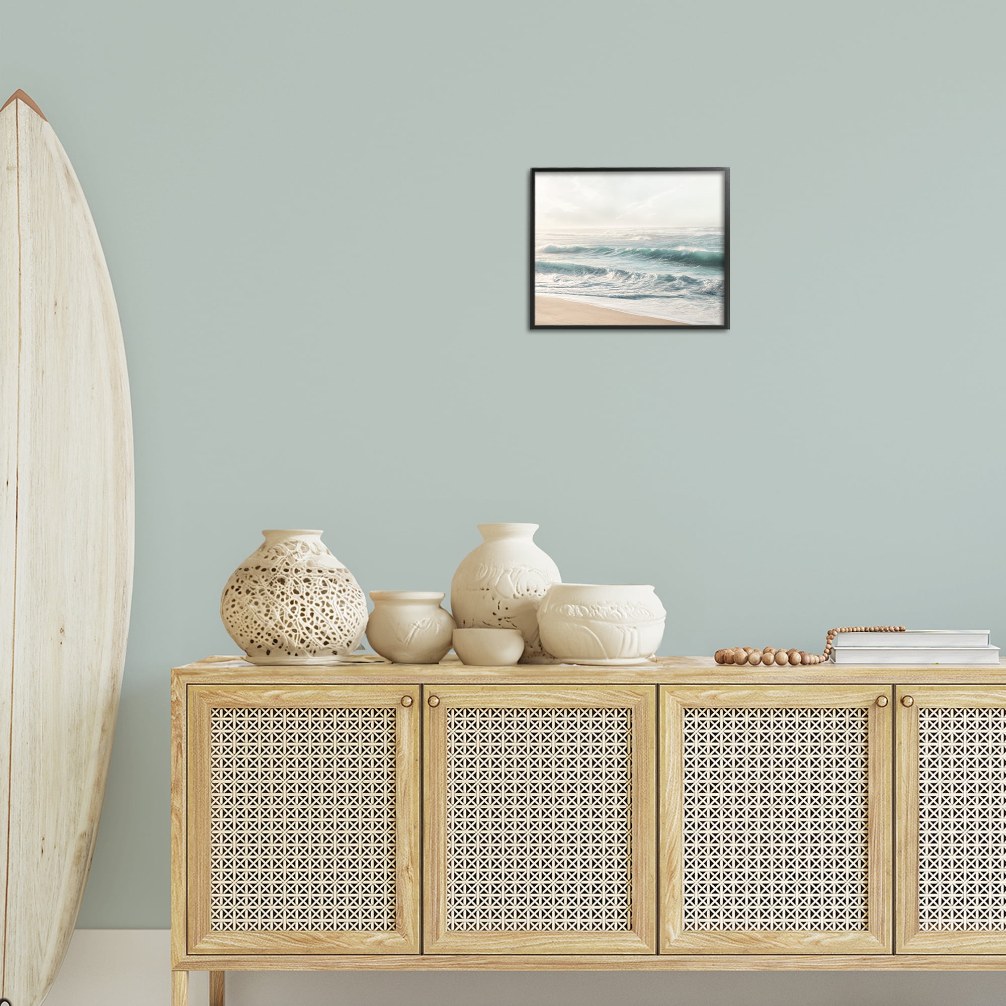 Stupell Industries Distant Beach View Landscape Photography Black Framed Art Print Wall Art, 14 x 11