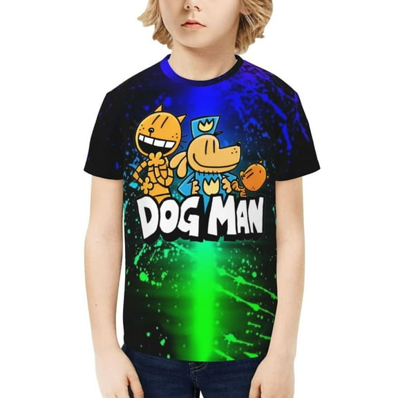 Dog Man T-shirt Graphic Short Sleeve Top Shirts Fashion Cartoon Tees