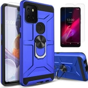 T-Mobile Revvl 5G Case, With [Tempered Glass Screen Protector Included], STARSHOP Drop Protection Ring Kickstand Cover- Blue
