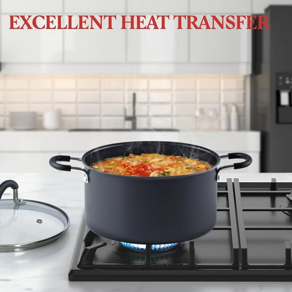 Nonstick Stockpot Soup Pot with Lid - 10 Quart, Oven Safe, Black