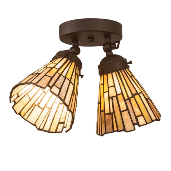 Meyda Tiffany 202320 Delta 2 Light 8" Wide Semi-Flush Ceiling Fixture - Bronze