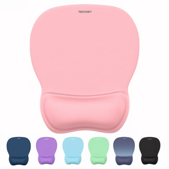 TECKNET BASICS Gel Mouse Pad with Wrist Rest, Ergonomic Office Mousepad with Wrist Support, Non-Slip & Smooth Surface, Comfortable Desk Mat for Office Gaming Study- Pink