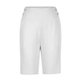 thumbnail image 3 of FUNUONY Women's Bermuda Long Shorts with Pockets High Waisted Stretch Knee Length Shorts for Women Summer Walking Pants High Waisted Crop Work Pants Summer Casual Slacks Yoga Dress Pant White Xs, 3 of 5