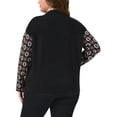 thumbnail image 3 of Agnes Orinda Women's Plus Size Sweaters Top Floral Color Block Mock Neck Long Sleeve Knit Pullover Fall Winter Sweater 1X Black, 3 of 5