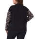 thumbnail image 3 of Suéter de mujer plus size GRACE & GRANDEUR, con cuello alto, de manga larga, en bloque de color floral, suéter de punto para oto?o e invierno, talla 3X, negro, 3 of 6