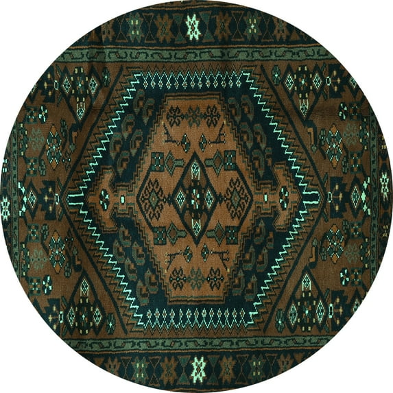 Ahgly Company Indoor Round Persian Turquoise Blue Traditional Area Rugs, 7' Round