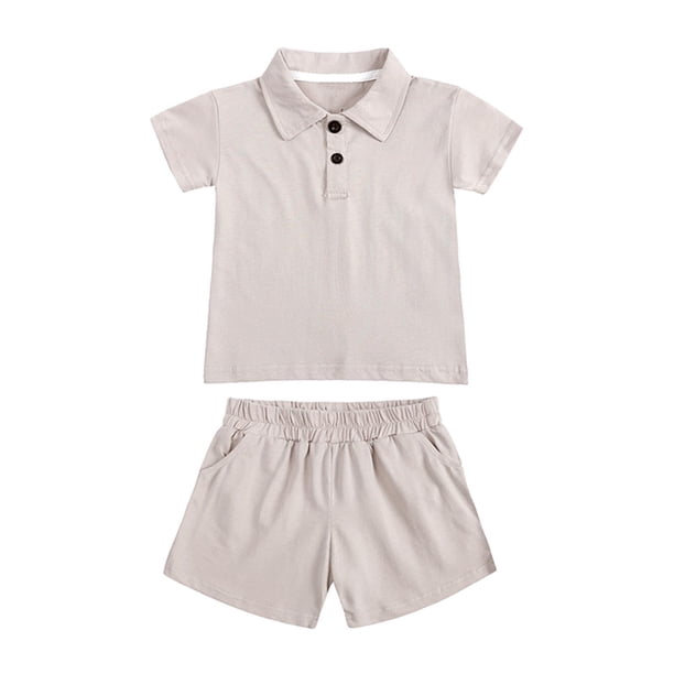 Odeerbi Niños Niñas 2 Piezas Preppy Outfit Algodón Color Sólido Tenis Golf Camisa y Shorts Uniforme Escolar Conjunto