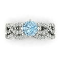 thumbnail image 2 of Clara Pucci 18K White Gold Round Cut 1Ct Natural Swiss Blue Topaz Engagement Ring + Matching Band - Luxury Box Included, 2 of 7