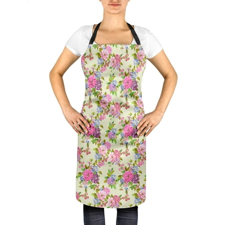 

S4Sassy Yellow Leaves & Primula Floral Womenâ€™s Adjustable Long Ties Apron Kitchen Cooking Bib-24 x 32 Inches
