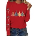 thumbnail image 2 of Babysbule Tops for Women Christmas Tree Women Casual Long Sleeve O-neck Sweatshirt Pullover Blouse, 2 of 4