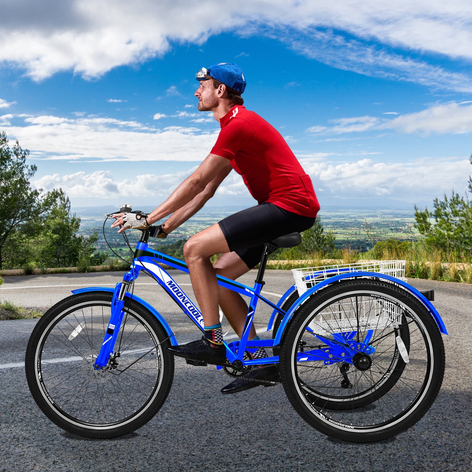 Lilypelle Adult Mountain Tricycle 24/26/27.5 Inch Low step through Mountain Bike Cruiser Trikes for Adults 7 Speed Three Wheel Trike Bike Bicycle with Large Basket