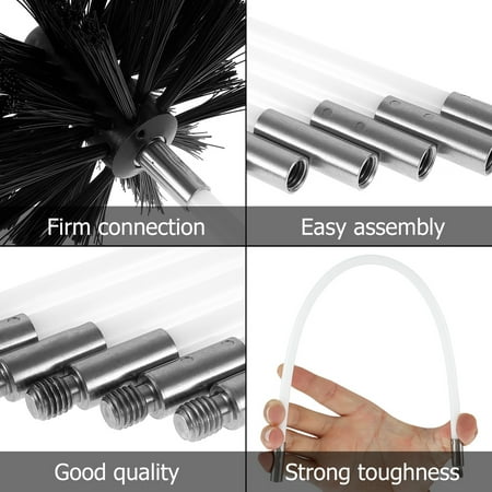 

22PCS Chimney Sweep Kit 24.2FT Length Chimney Cleaning Brush Duct Vent Cleaning Set with 18 Nylon Rods 2 Brush Heads 1 Drill Connector 1 Long Brush for Fireplace Flue Dryer Vent Sewage Pipe Fume Hood