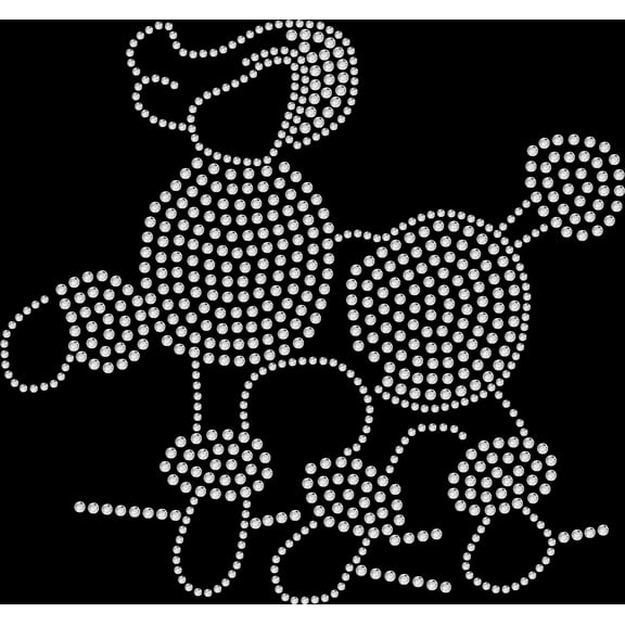 Rhinestone Bling Sparkle Iron On Transfer DIY Poodle Dog Crystal Silver