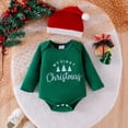 thumbnail image 6 of Ulanda Newborn Baby Boy Christmas Outfit Long Sleeve Tree Print Tie Romper Suspender Pants Hat 3Pcs Set (Green, 0-3 Months), 6 of 9
