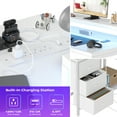 thumbnail image 3 of Alician Reversible L Shaped Desk with Power Outlet and 3 Drawer, Computer Desk with Led Lights, Home Office Desk with Monitor Stand,Study Writing Gaming Desk,White, 3 of 7