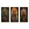 thumbnail image 2 of Designart "Holy Mary Radiating Aura IV" Christianism Framed Wall Art Set Of 3 - Green Traditional Frame Gallery Wall Set For Home Decor, 2 of 6