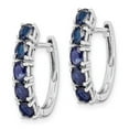 thumbnail image 2 of Auriga 925 Sterling Silver Rhodium-plated Polished Sapphire Hinged Hoop Earrings for Women, 2 of 6