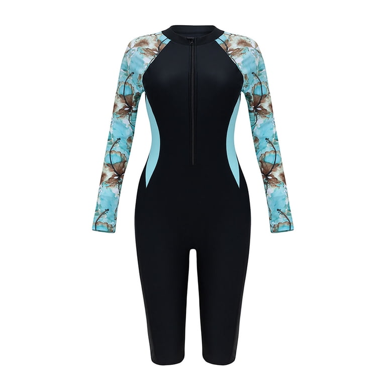 RKSTN One Piece Swimsuit Women Boyleg Rash Guard Wetsuit Zip Front