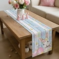 thumbnail image 6 of Light Blue Easter Table Runner 70 Inches Long for Kitchen Dining, Spring Easter Bunny Eggs Floral Wooden Dresser Scarf Farmhouse, Dining Table Decorations for Wedding/Parties, 13 x 70 In, 6 of 8