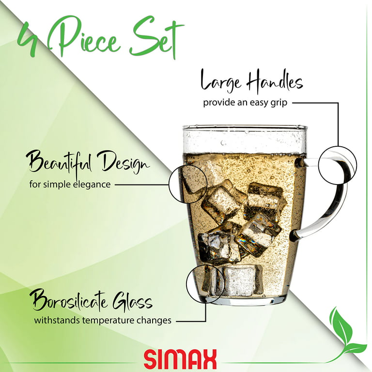 Simax Glass Coffee Mugs, 13.5 Oz Borosilicate Glass Mugs for Hot Beverages,  Clear Tea Mug, Mugs for Coffee, Glass Mugs with Handles, Coffee Mug, Clear  Coffee Mugs Set of 4 
