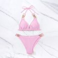thumbnail image 6 of Staron Women's Bikini Swimsuit Set Push Up Padded Triangle Two Piece High Cut Bathing Suit for Beach Vacation Pool Party, Pink M, 6 of 7