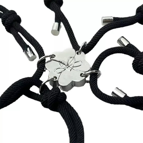 HOOUN 4 Pc Broken Heart Best Friend Magnet Leaf Flower Friendship Necklace Chain Gift