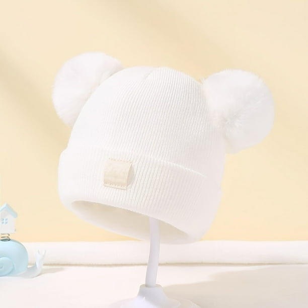 Uuowzo Cute Baby Knitted Hat with Double Heart Embroidery and Double Ball Yarn Hat Comfortable and Friendly Warm and Warm Hat for Babies Household Goods Used in Winter, D