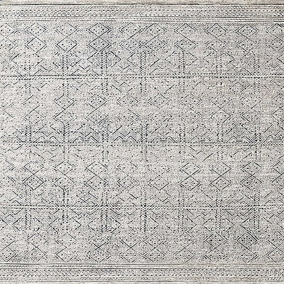 Ahgly Company Indoor Square Mid-Century Modern Granite Gray Oriental Area Rugs, 6' Square