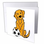 Cute Funny Golden Retriever Puppy Dog Playing Soccer 1 Greeting Card with envelope gc-292509-5