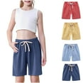 thumbnail image 4 of Kovlvoll 4pc Shorts for Toddler Boys Girls Summer Cotton Linen Casual Wide Leg Drawstring Elastic Waist Unisex Shorts, 4 of 7