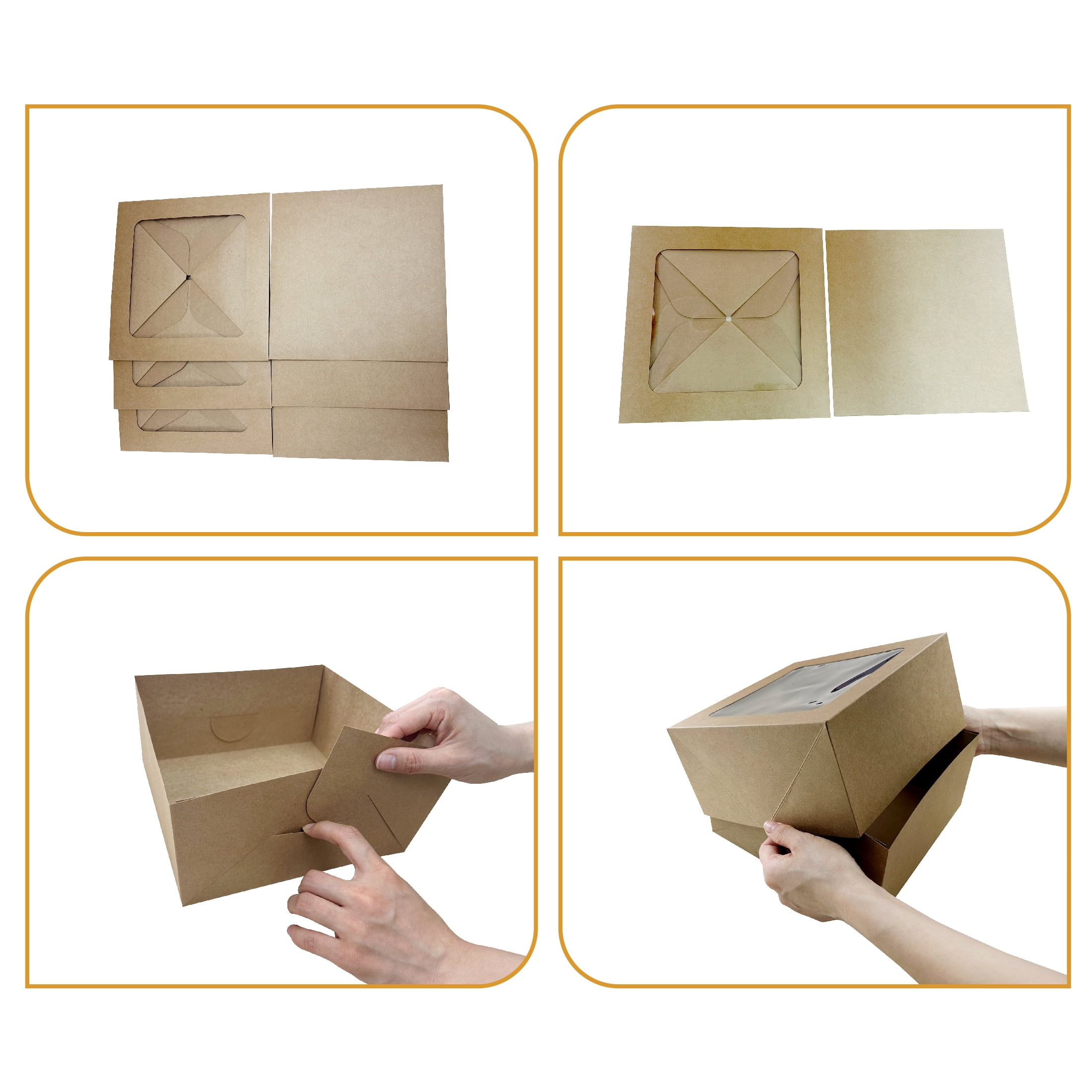 (2 pack) 8" x 8" x 4" Kraft Cake Box with Window, by Way To Celebrate