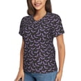 thumbnail image 2 of Xecao Bat Purple for Women's V-Neck T-Shirts-Elegant Half-Sleeve Tops Perfect for Summer-Small, 2 of 5