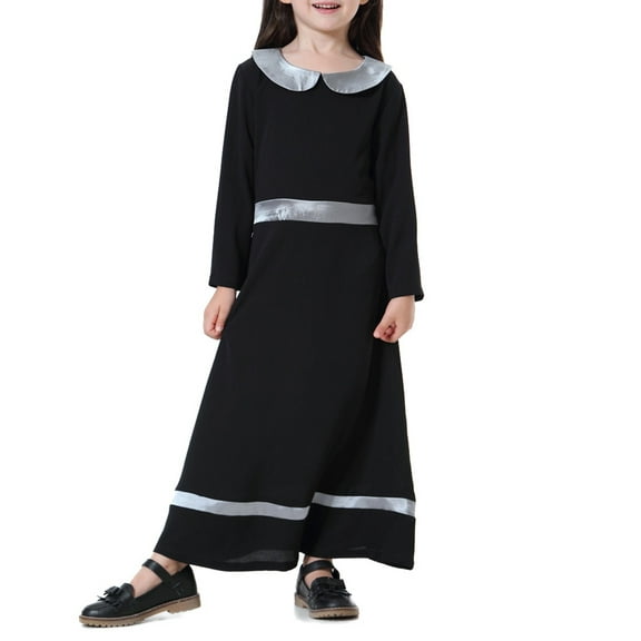 YunPes Girls Dress Long Skirt Summer Large Children Loose Long Sleeve Arab Youth Long Skirt Casual Dress 18 Month Christmas Dress