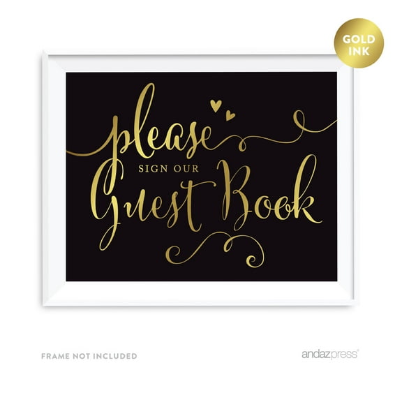 Please Sign our Guestbook Black and Metallic Gold Wedding Signs