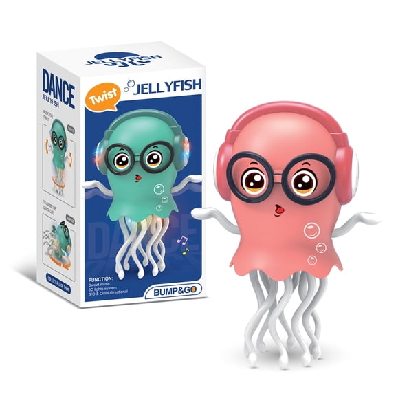 Best Birthday Gift for Kids 1–6 – Dancing Squid Toy with Music, Lights & Fishing Rod – USB Rechargeable and Obstacle-Sensing Crawling Fun for Boys & Girls