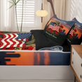 thumbnail image 5 of Manfei Usa Flag Flower Zipper Queen Comforter Set with Fitted Sheet and 2 Pillowcases,Honoring The Brave Printed Zipper Bedding Set,Black Reversible,4pcs, 5 of 8