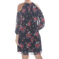 thumbnail image 2 of AMERICAN LIVING Womens Black Cold Shoulder Floral Long Sleeve Halter Above The Knee Shift Dress 12, 2 of 2