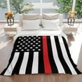 thumbnail image 5 of Patriotic Thin Red Line Flag Throw Blankets, Firefighter Soft Fleece Blanket Decorative for Home Sofa Couch Chair Living Bedroom, 60x80 inches,, 5 of 8