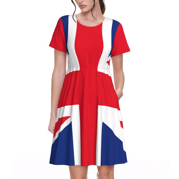 Fotbe English Vestido Largo de Moda para Mujer, Vestido Tipo Camiseta con Manga Corta y Estilo Casual a Rayas y Bloques de Color