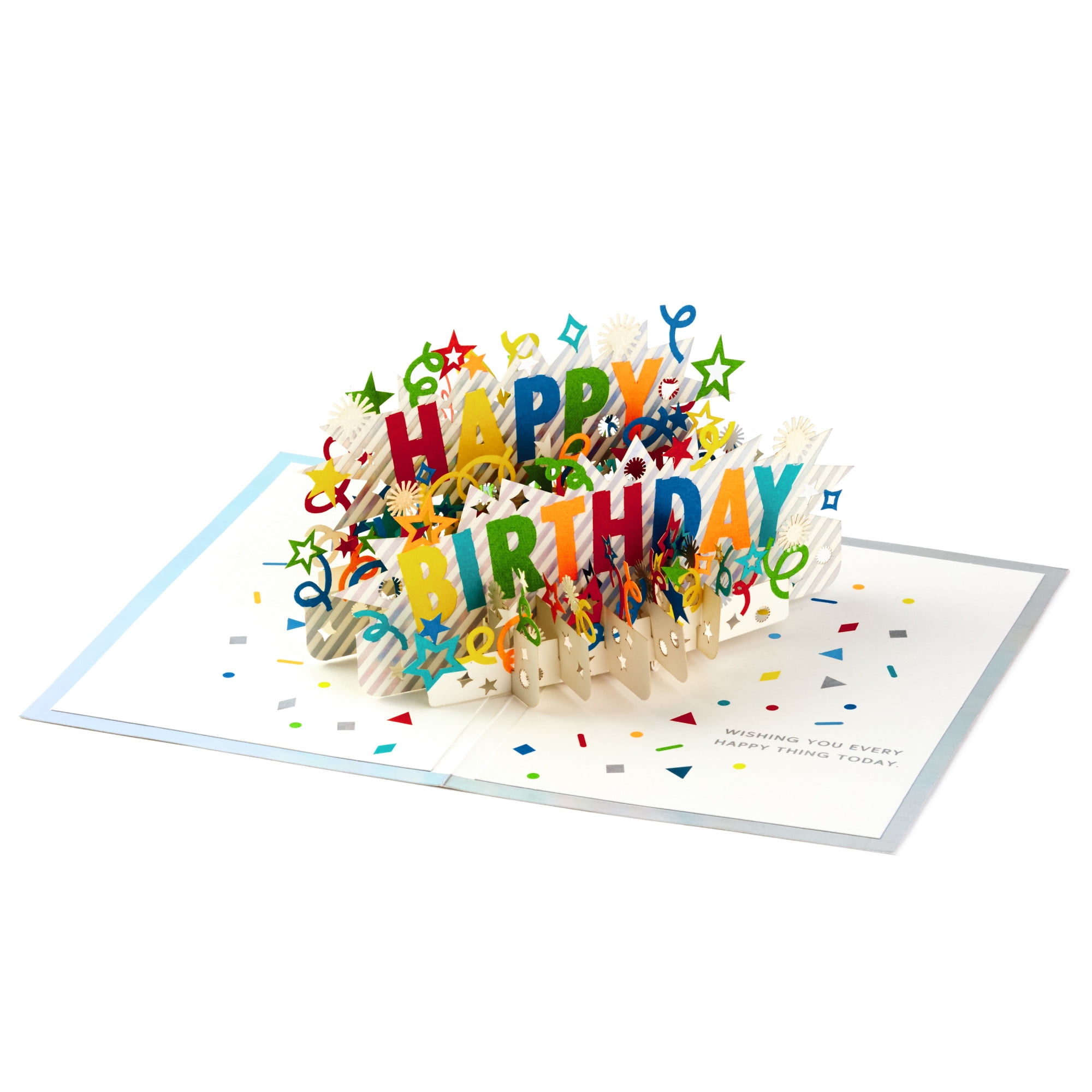 Hallmark Signature Paper Wonder 3D Pop-Up Birthday Card (Rainbow Stripes and Stars)