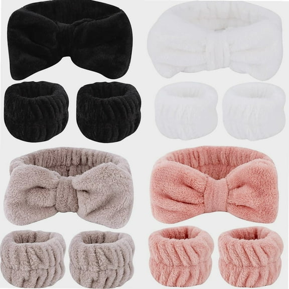 12PCS Spa Headband and Wrist Towels for Face Washing Set Super Cute Soft Microfiber Makeup Headband Gifts