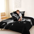 thumbnail image 4 of Castle Fairy Soccer Print Full Size Comforter Sets 3-Piece, Abstract Grid Bedding Comforter Set, Black Gray,Black Reversible,1 Comforter and 2 Pillowcases, 4 of 6