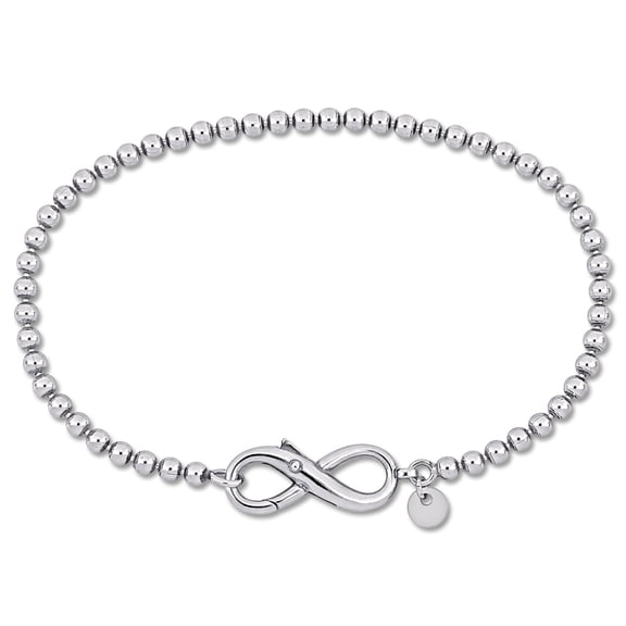 Everly Women's Fancy-Cut Sterling Silver White Ball Link Infinity Bracelet
