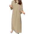thumbnail image 2 of Gspmoly Robes d'Été, Robe Décontractée pour Femmes de Printemps et d'Été à Col en V, Unie, en Coton et Lin, avec Poches, à Manches Longues, Robes de Cocktail, Liquidation, 2 of 6