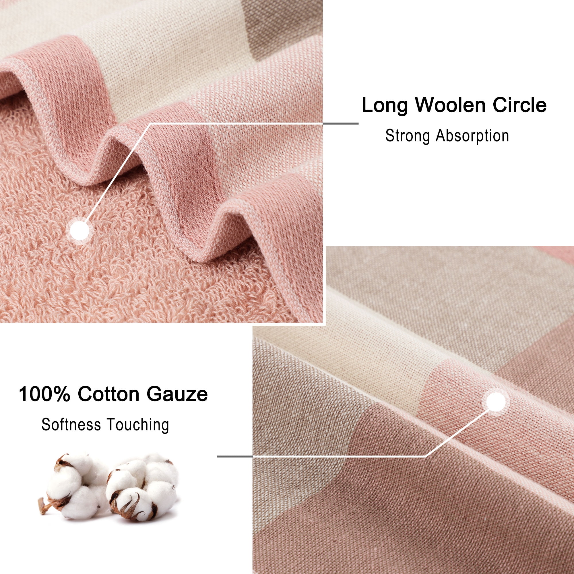 Unique Bargains 6-Pack 100% Cotton Absorbent Kitchen Towels 13" x 29" Pink