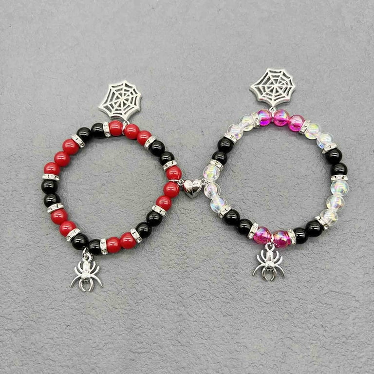 Hot Sale！Magnetic Matching Bracelets for Couples,Spider Friendship Bracelets  Matching Bracelets for Couples Under 5 $,Adjustable Matching Spider Bracelet,Valentine's  Day Gifts for Women Men 